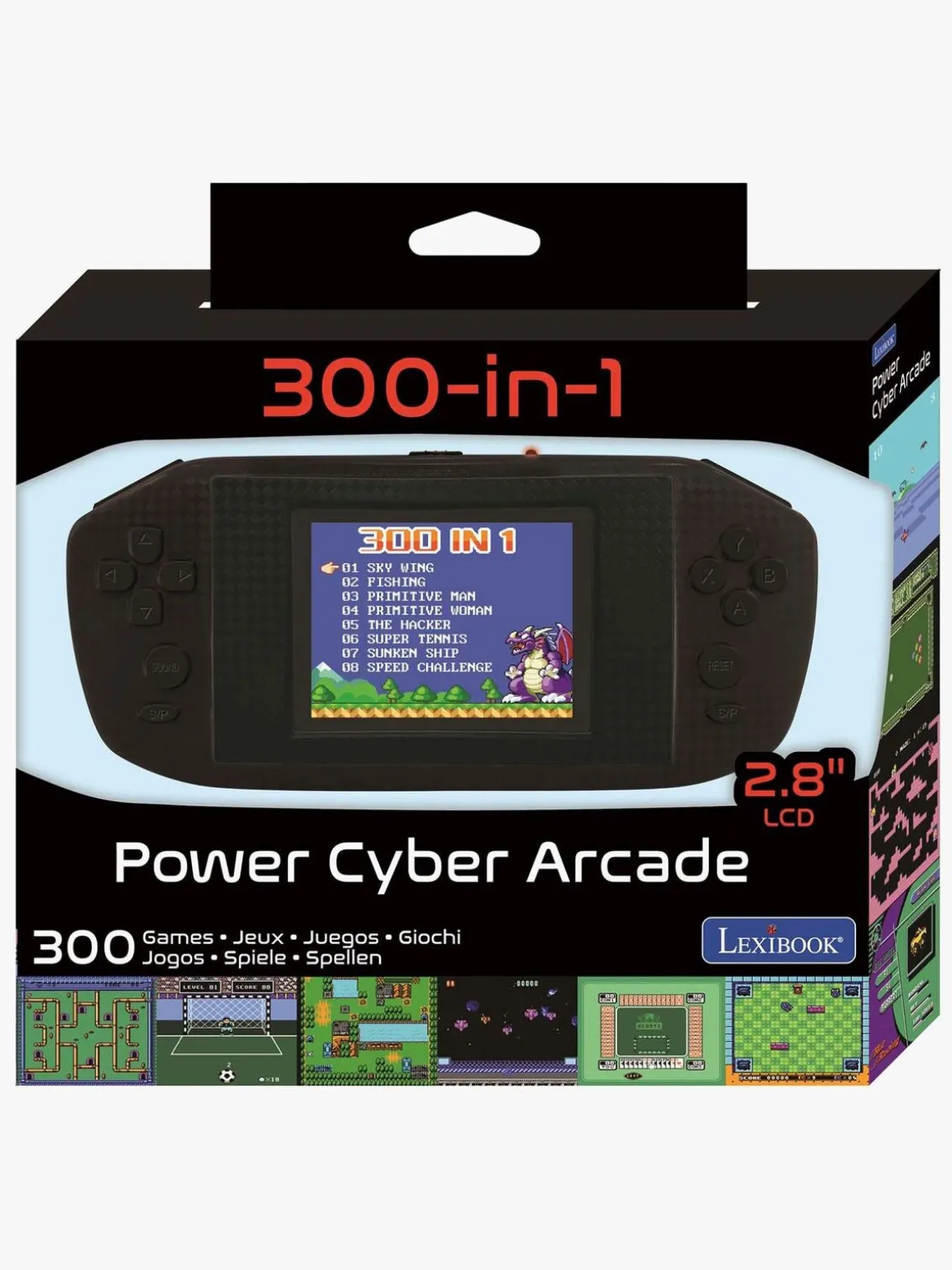 Lexibook Power Arcade, 300 Games Spillekonsol, Sort