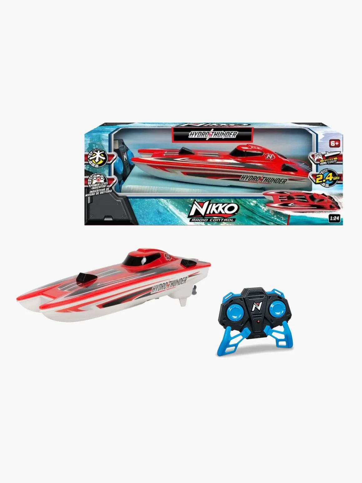 Nikko Hydro Thunder Fjernstyret Båd 30 cm, Rød